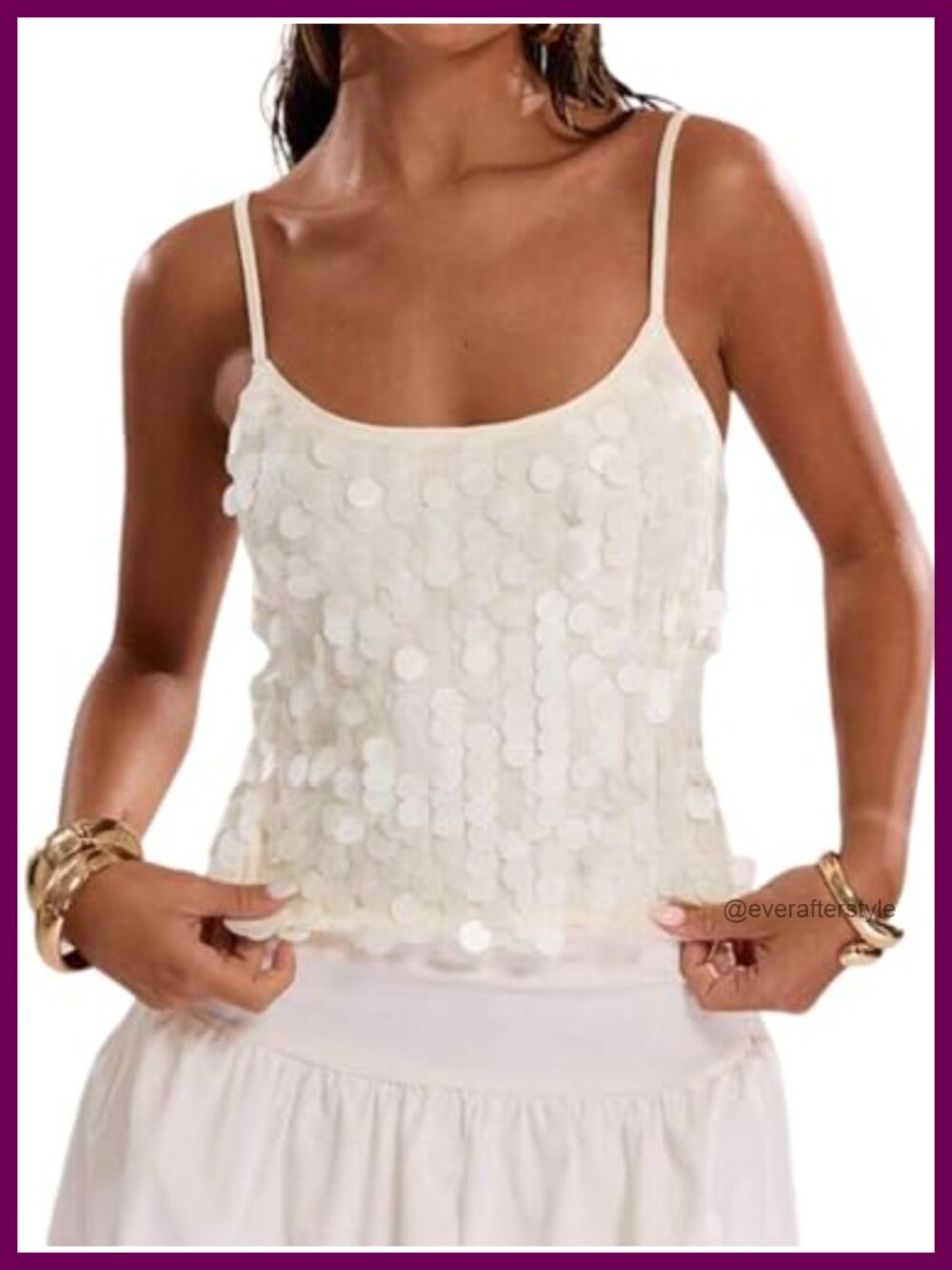 Sparkly Sequin Tank Top Glitter Shiny Spaghetti Strap Y2K Rave Clubwear Party